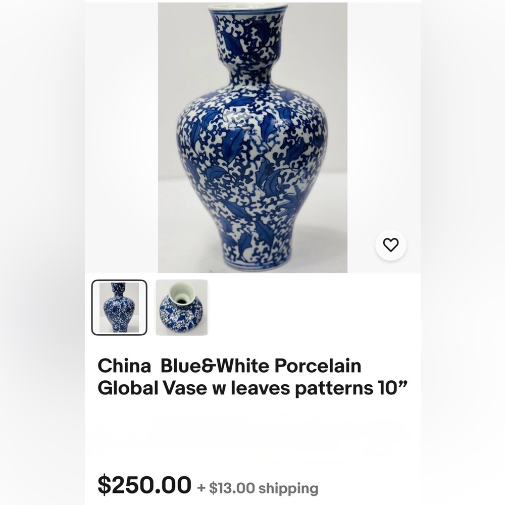 Canton Collection Blue and White Porcelain Vase - Picture 5 of 7
